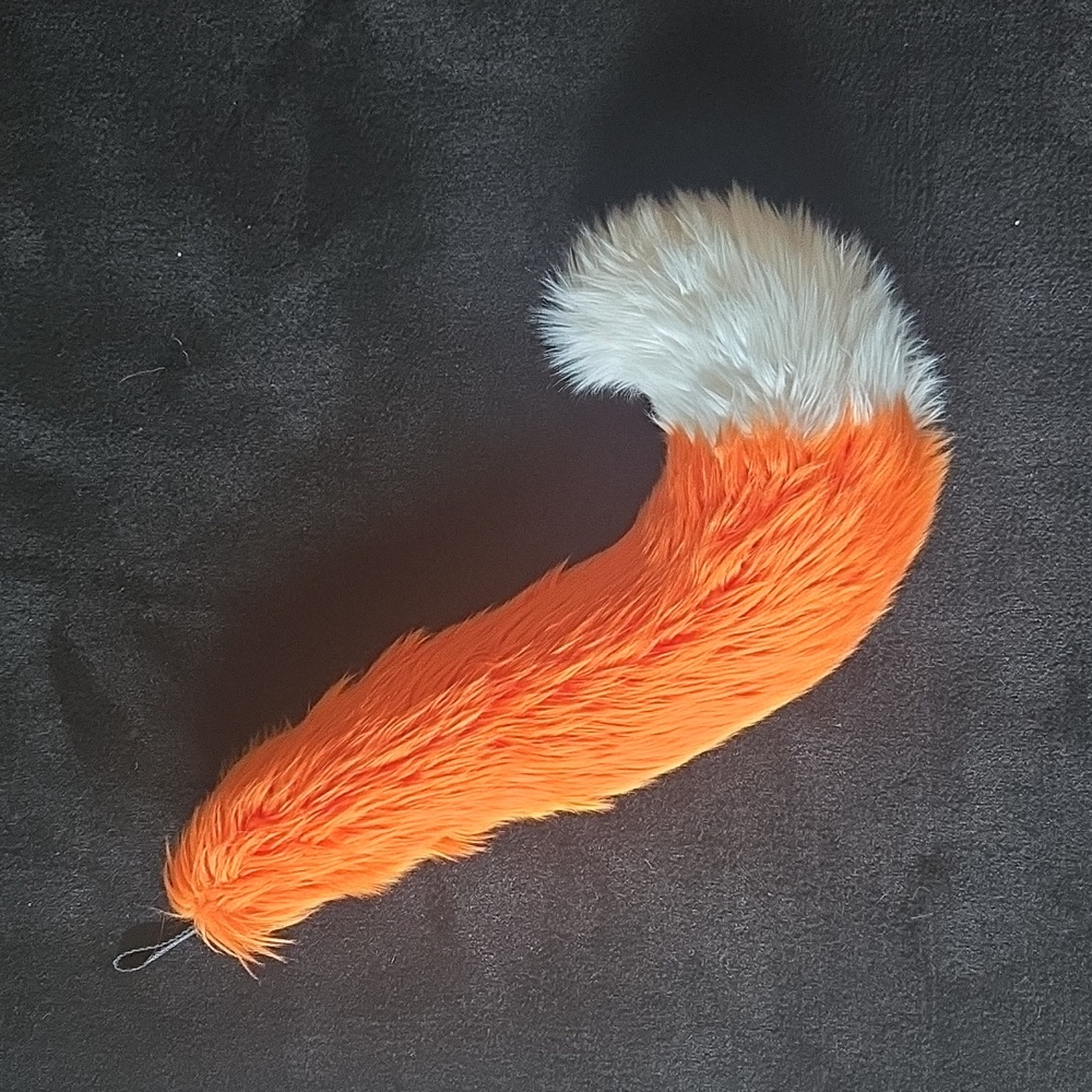 Fluffy Orange and White Faux Fur Tail